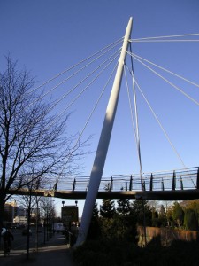 Steel pillar to footbridge